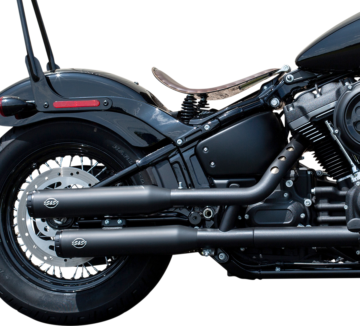 S&S CYCLE Grand National Race Mufflers for Softail - Black 550-0737