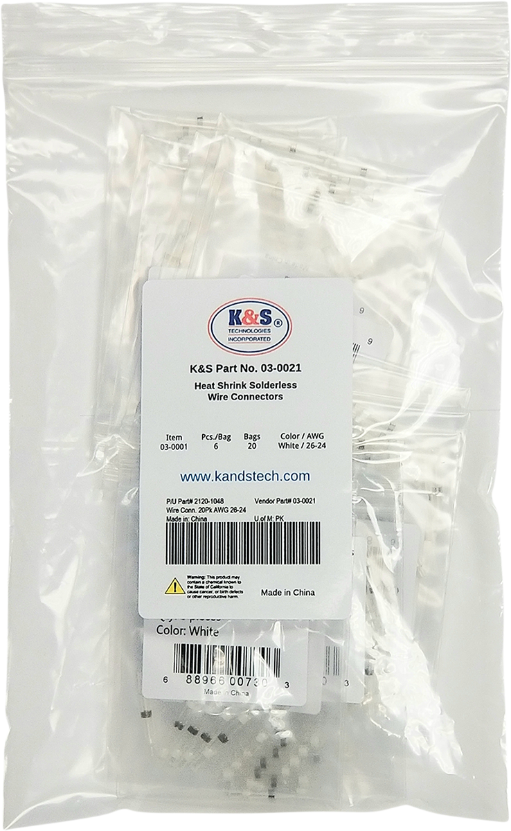K&S TECHNOLOGIES Wire Connector - 20PK - AWG 26-24 03-2021