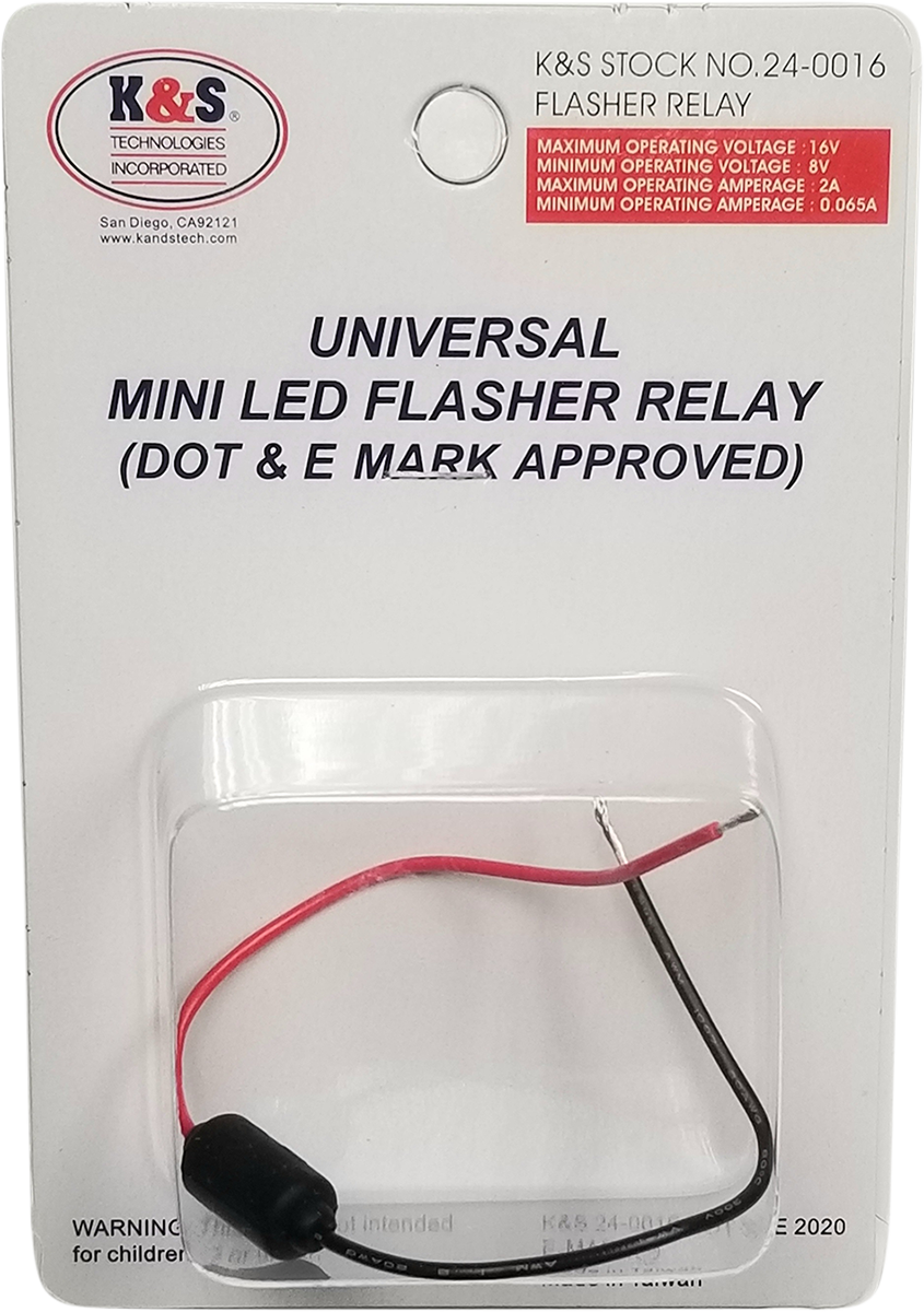 K&S TECHNOLOGIES Mini Flasher Relay - Universal 24-0016