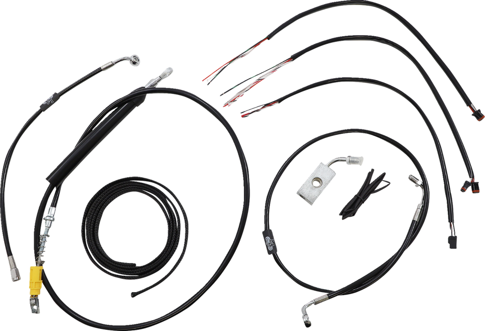 LA CHOPPERS Kit de cable de manillar/línea de freno - Conexión rápida - Completo - Manillar Ape Hanger de 18" - 20" - Negro LA-8155KT2-19B 