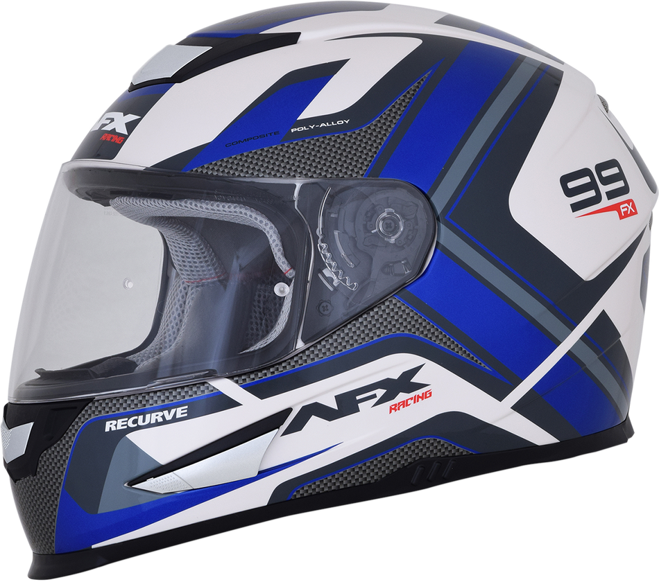 AFX FX-99 Helmet - Recurve - Pearl White/Blue - Large 0101-11123