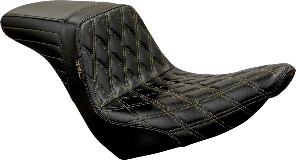 LE PERA Kickflip Seat - Diamond w/Chestnut Stitching - Black - Softail '18-'22 LYR-590DD-CHET