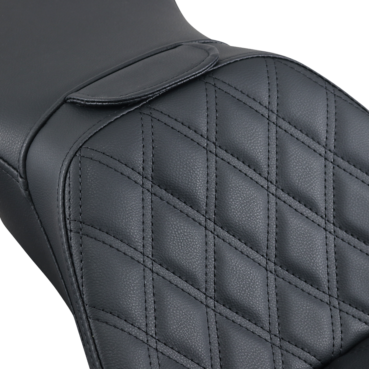 SADDLEMEN Explorer Seat - With Backrest - Lattice Stitched - Black - FLSTN 806-15-030LS