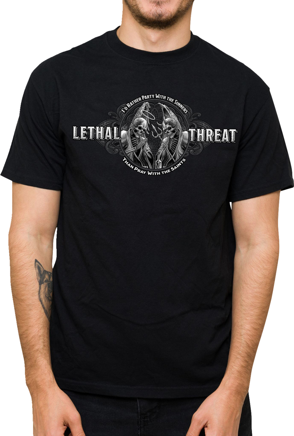 LETHAL THREAT Party with the Sinners T-Shirt - Black - Large LT20905L