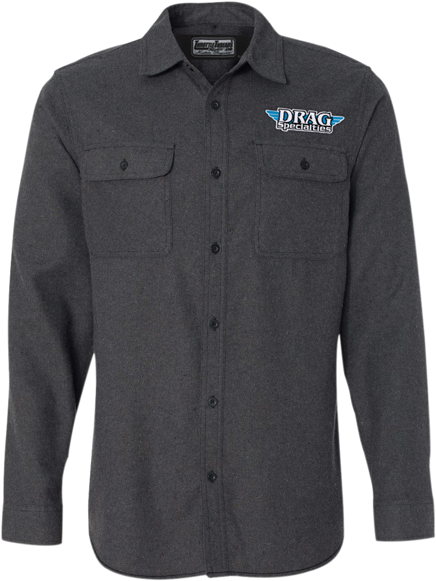 THROTTLE THREADS Drag Specialties Flannel Shirt - Charcoal - Large DRG24S82CHLR