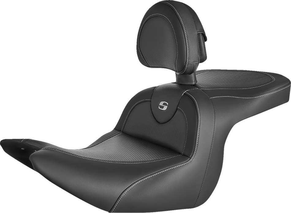 SADDLEMEN Roadsofa Carbon Fiber Seat - Carbon Fiber Weave - with Backrest - GL1800 '18-'23 H18-07-185BR