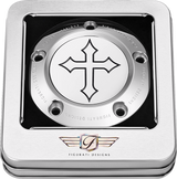 FIGURATI DESIGNS Timing Cover - 5 Hole - Cross - Stainless Steel FD41-TC-5H-SS