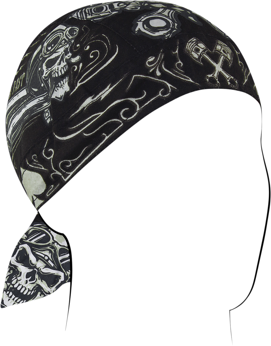 ZAN HEADGEAR Flydanna Baumwoll-Kopftuch – Biker Skull Z712 