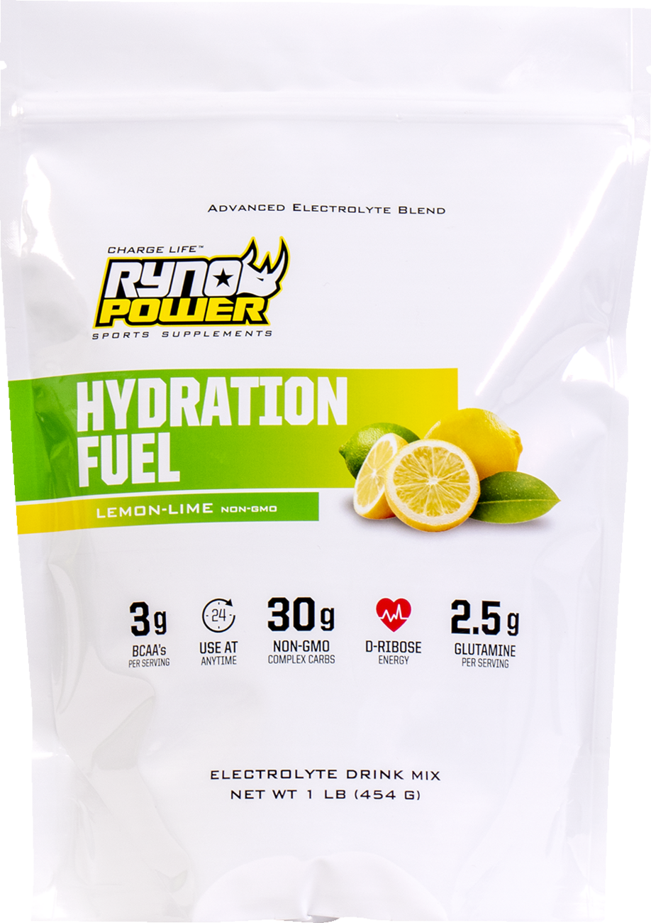 RYNO POWER Hydration Fuel Drink Mix - Lemon/Lime - 1 lb - 10 Servings 1LB-HYD-LL