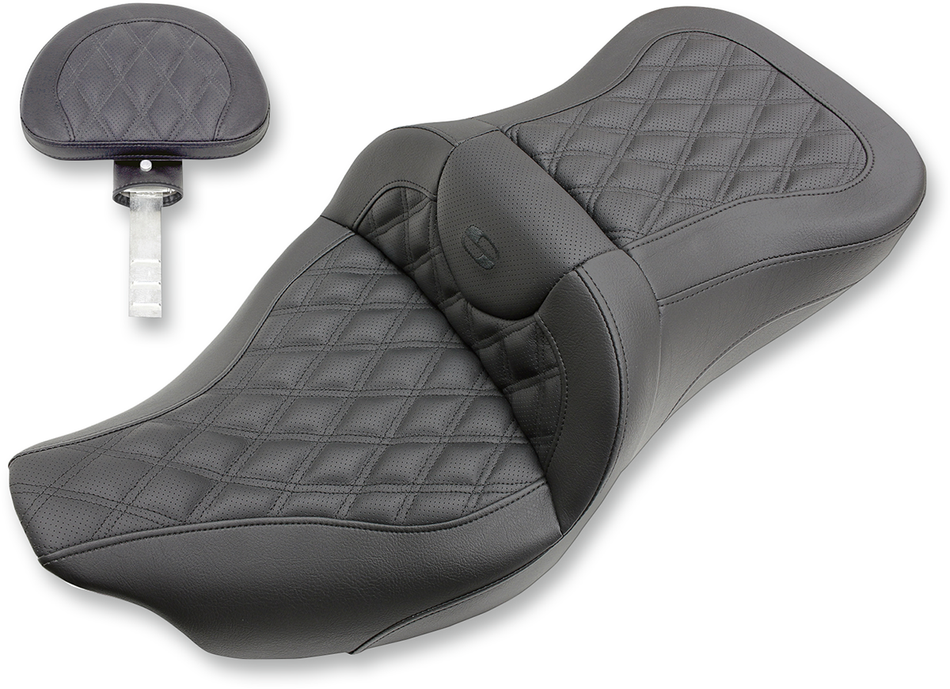SADDLEMEN Extended Reach Road Sofa Seat - Lattice Stitched - Backrest - '08-'23 FL 808-07B-184BR