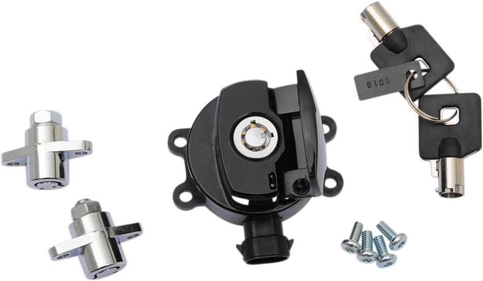 DRAG SPECIALTIES Side Hinge Ignition Switch with Saddlebag Lock - Gloss Black E21-0214GB/50