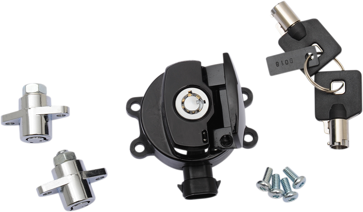 DRAG SPECIALTIES Side Hinge Ignition Switch with Saddlebag Lock - Gloss Black E21-0214GB/50