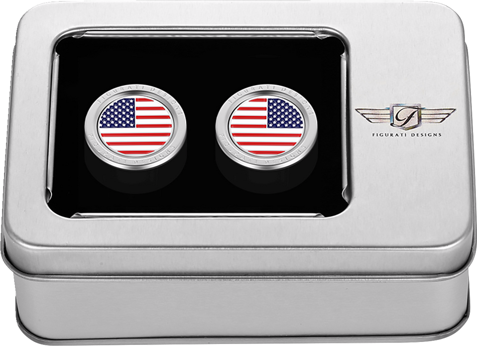 FIGURATI DESIGNS Docking Hardware Covers - American Flag - Short - Stainless Steel FD20-DC-2530-SS