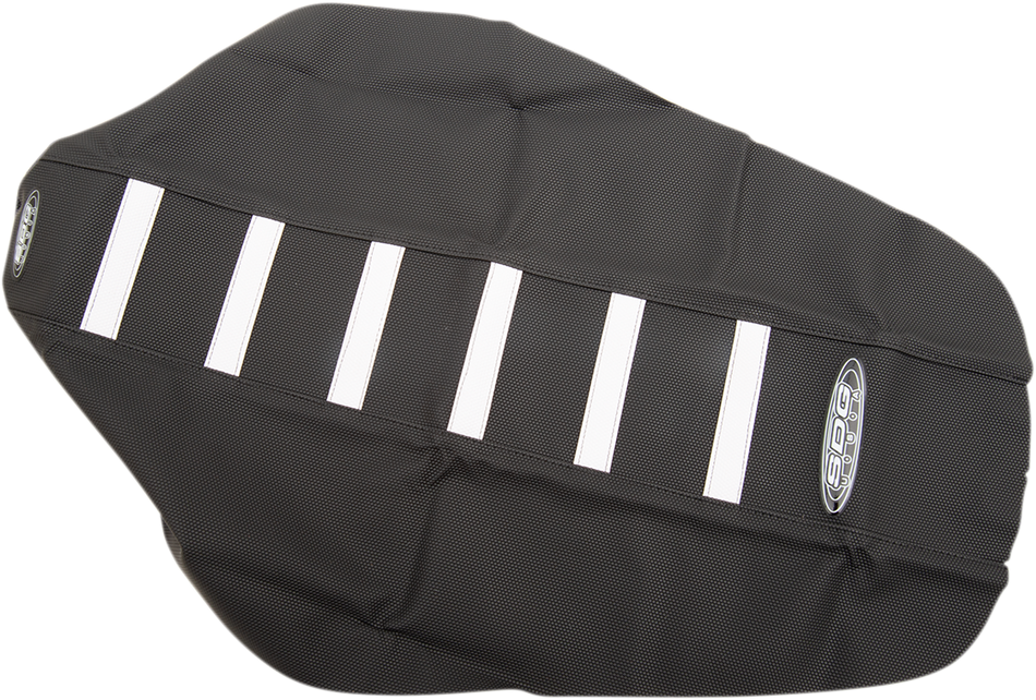 SDG 6-Ribbed Seat Cover - White Ribs/Black Top/Black Sides 95956WK