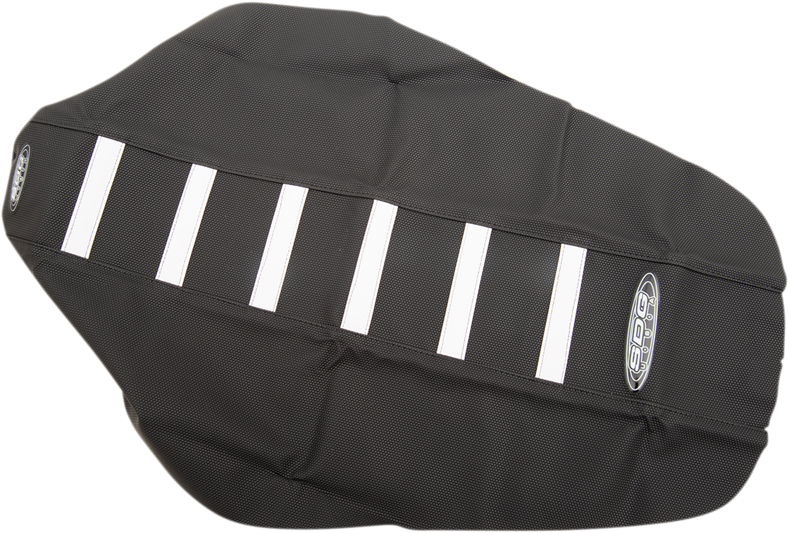 SDG 6-Ribbed Seat Cover - White Ribs/Black Top/Black Sides 95956WK