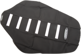 SDG 6-Ribbed Seat Cover - White Ribs/Black Top/Black Sides 95956WK