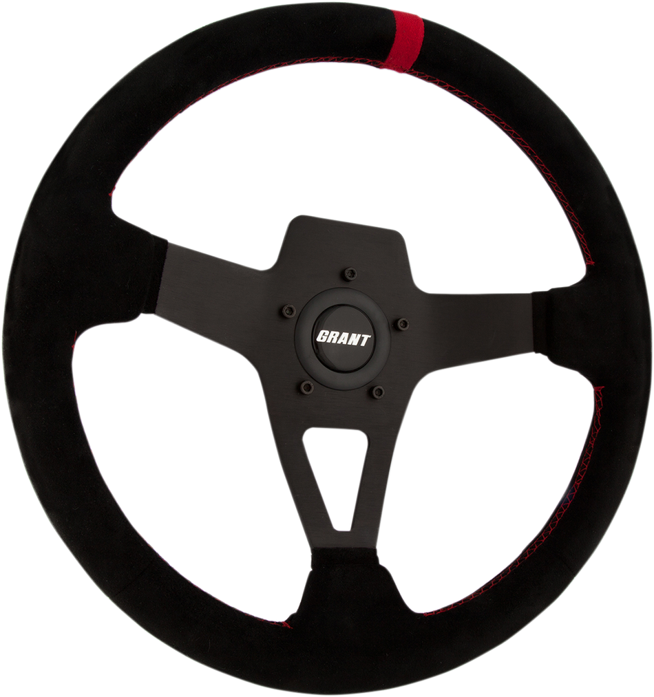 GRANT PRODUCTS Edge Series Steering Wheel - Black Suede with Red Center Stripe 8521