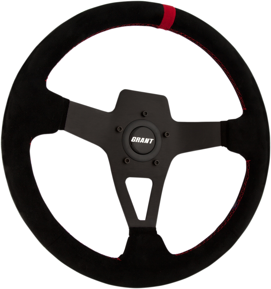 GRANT PRODUCTS Edge Series Steering Wheel - Black Suede with Red Center Stripe 8521