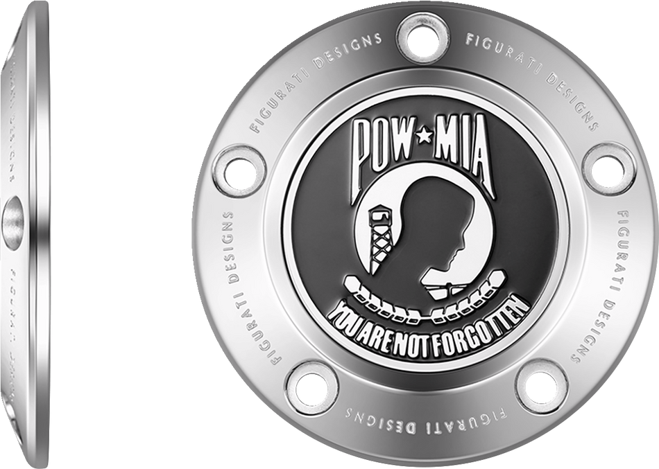 FIGURATI DESIGNS Timing Cover - 5 Hole - POW MIA - Stainless Steel FD50-TC-5H-SS