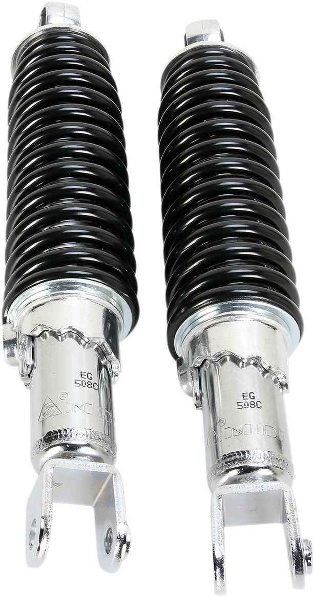 EMGO Custom Shorty Shocks with Shroud - Chrome Body/Black Spring Finish - Clevis Lowering 17-05696