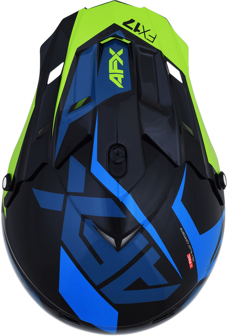 AFX FX-17 Helmet - Aced - Blue/Lime - Large 0110-6501