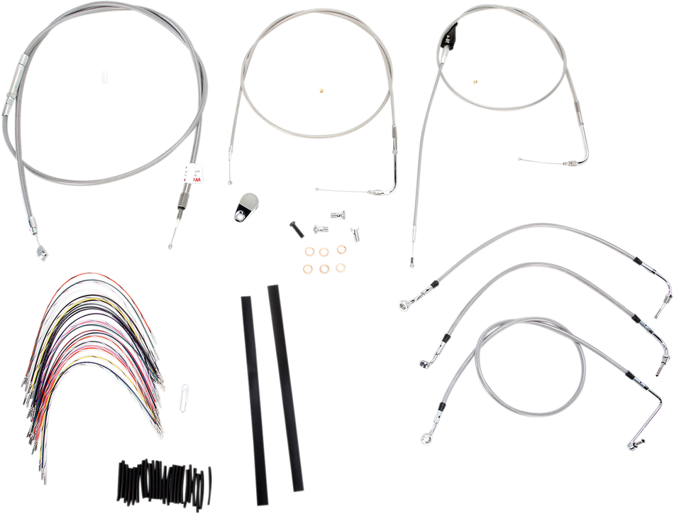 BURLY BRAND Kit de cable de manillar/línea de freno - Completo - Manillar Ape Hanger de 18" - Acero inoxidable B30-1084 