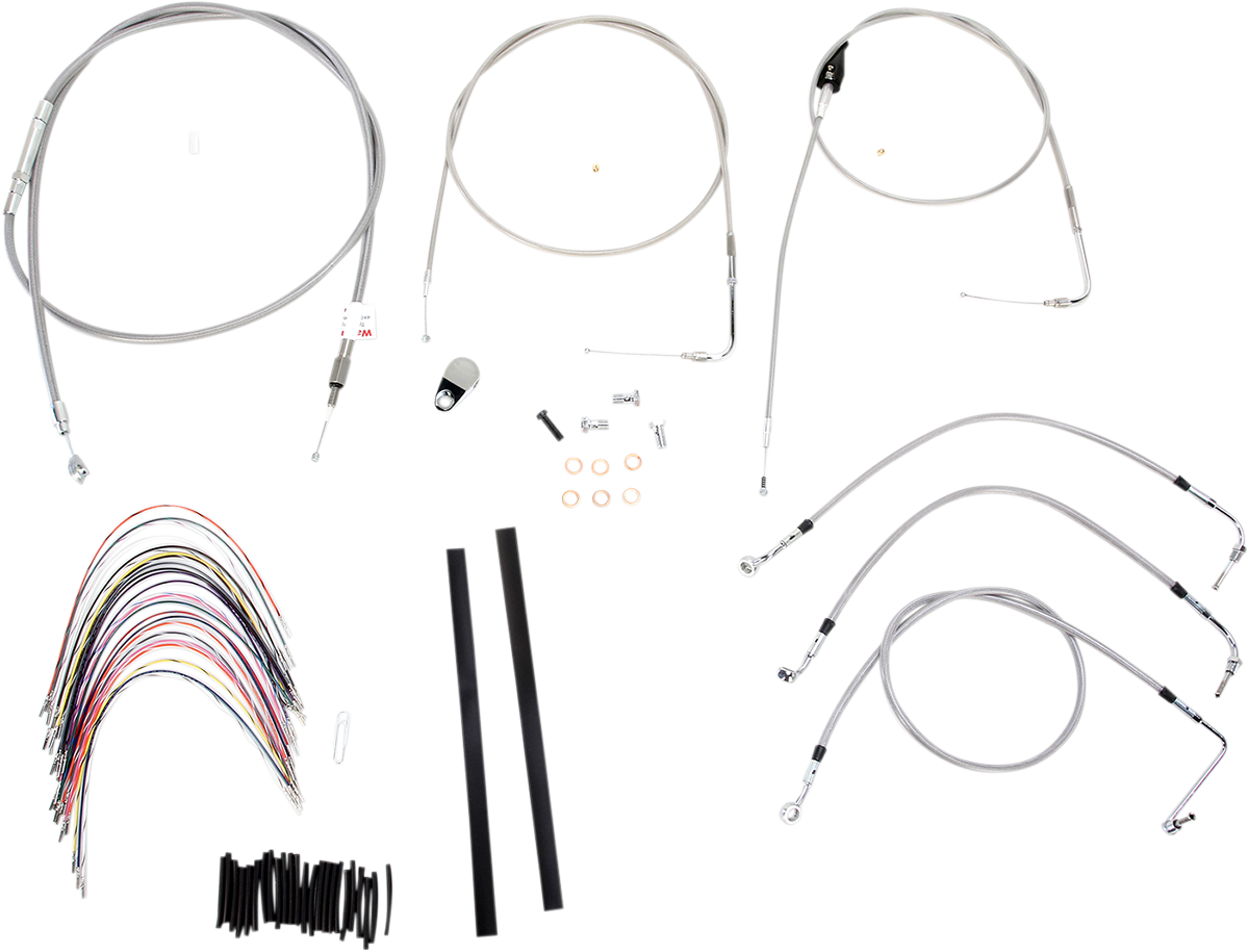 BURLY BRAND Handlebar Cable/Brake Line Kit - Complete - 18" Ape Hanger Handlebars - Stainless Steel B30-1084