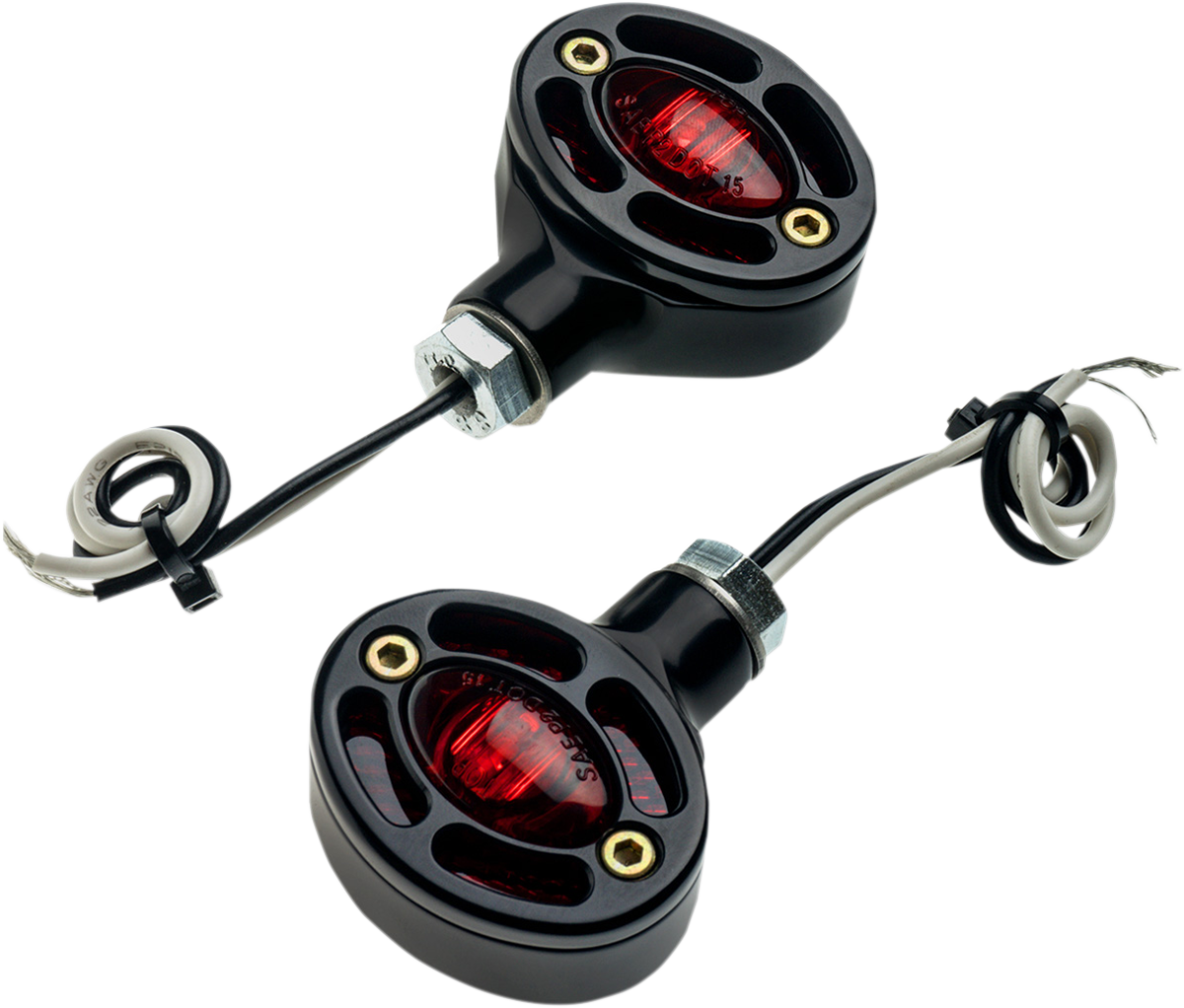 JOKER MACHINE LED Turn Signals - Black with Red LEDs 05-250-RB