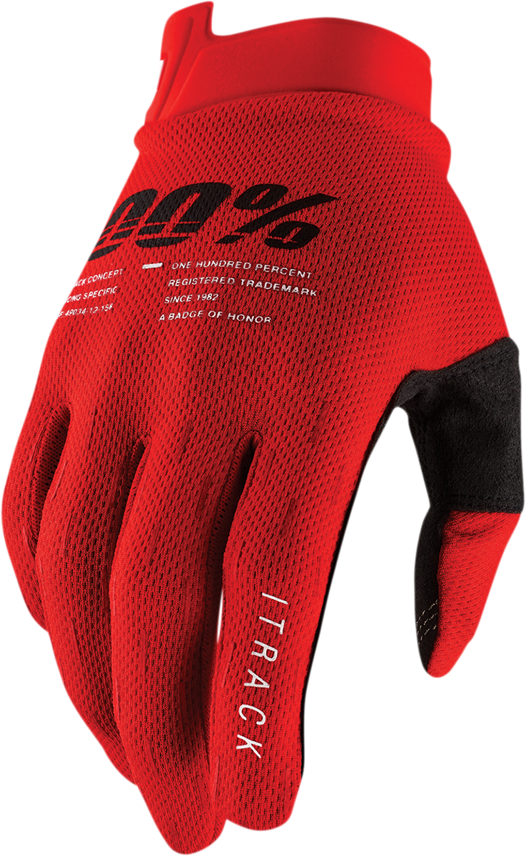 100% iTrack Gloves - Red -Medium 10008-00016