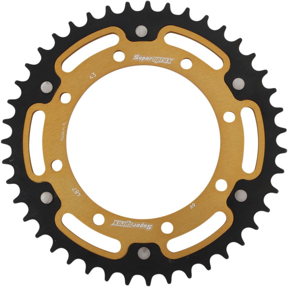 SUPERSPROX Stealth Rear Sprocket - 43 Tooth - Gold - Kawasaki RST-487-43-GLD