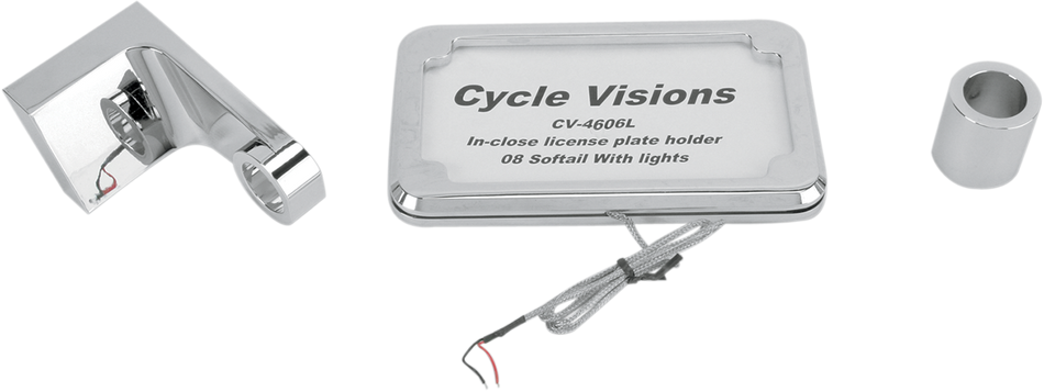 CYCLE VISIONS Soporte vertical para placa de matrícula con luz - '08-'17 ST - Cromo CV-4606L 