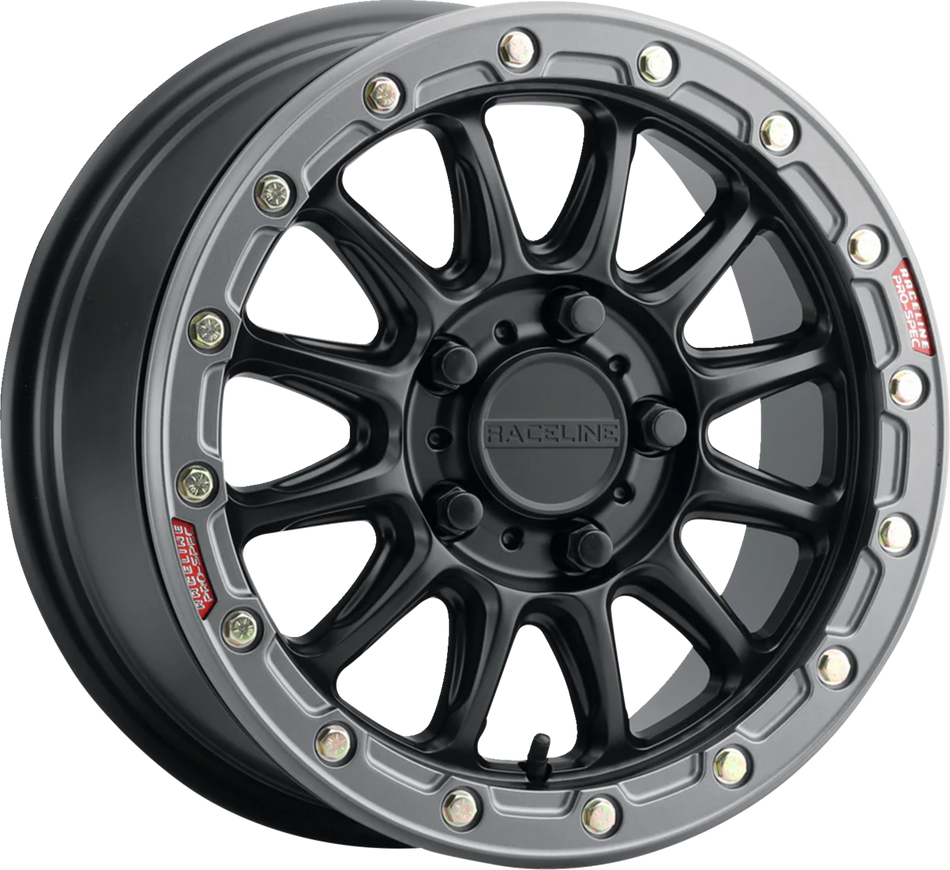 RACELINE WHEELS Wheel - Alpha - Front/Rear - Black/with Gun Metal Ring - 17x7 - 4/156 - 6+1 (+40 mm) A14BG-77056+40