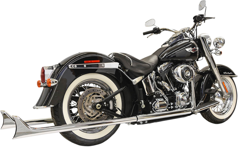 BASSANI XHAUST Fishtail Exhaust - 39" True Dual Exhaust System — without Baffles  Softail 2007-2012 1S26E-39