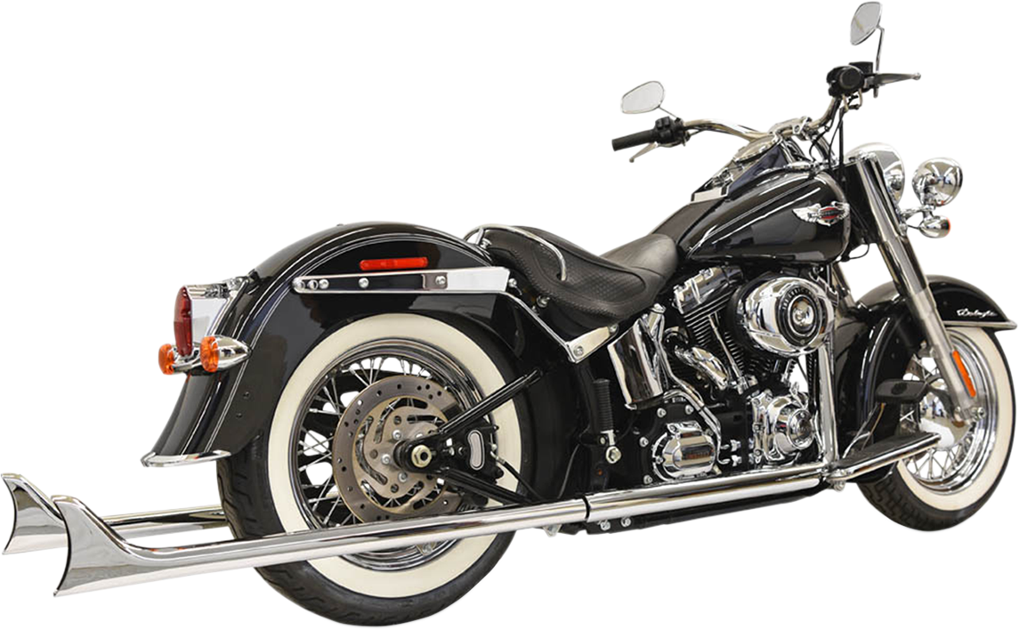 BASSANI XHAUST Fishtail Exhaust - 39" True Dual Exhaust System — without Baffles  Softail 2007-2012 1S26E-39