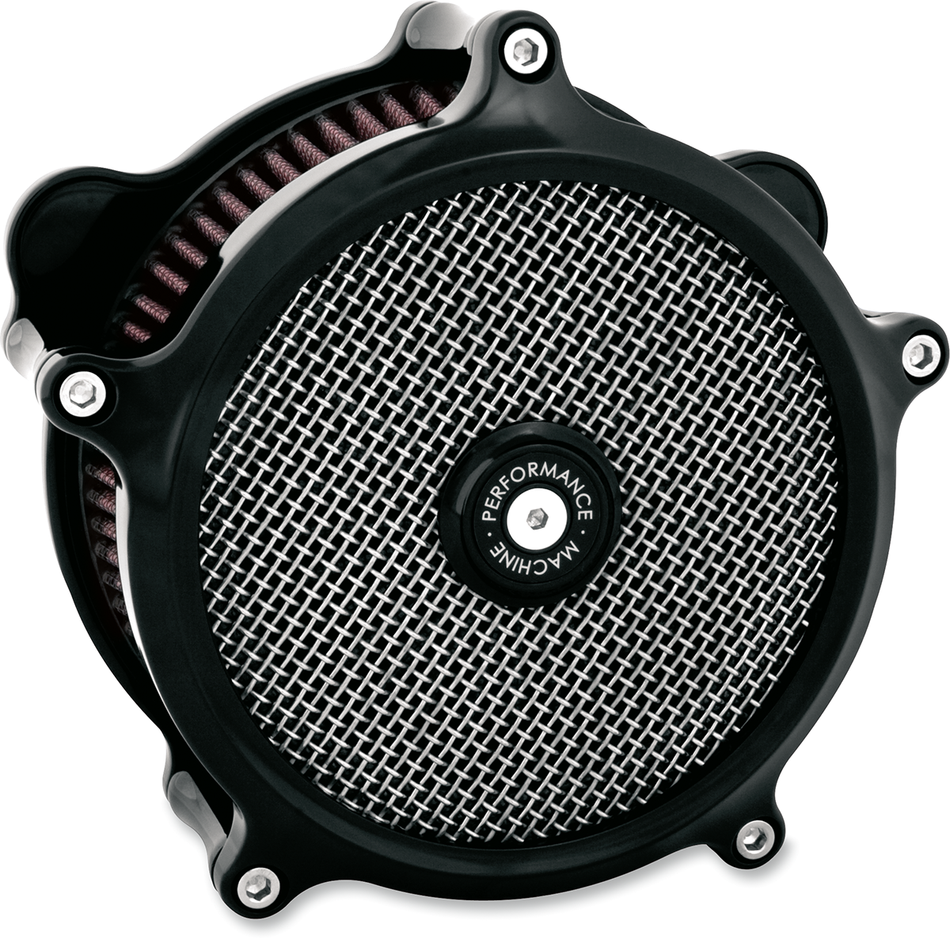 PERFORMANCE MACHINE (PM) Limpiador de aire a gas súper - Negro - Twin Cam/Evolution 0206-2151-B 