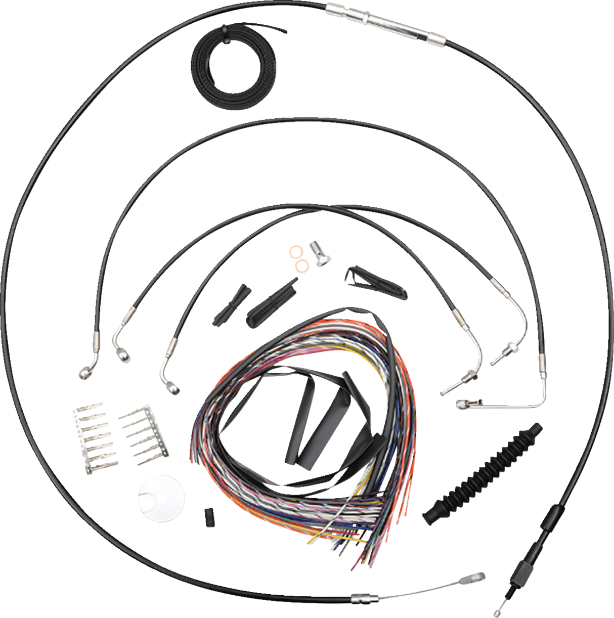 LA CHOPPERS Handlebar Cable/Brake Line Kit- Quick Connect - Complete - 12" - 14" Ape Hanger Handlebars - Black LA-8155KT2-13B