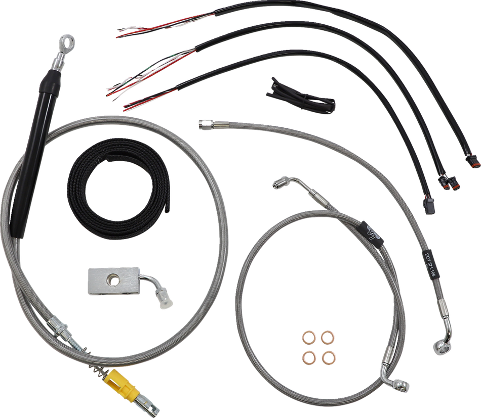 LA CHOPPERS Kit de cable de manillar/línea de freno - Conexión rápida - Completo - Perchas para monos de 15" - 17" - Inoxidable LA-8155KT2-16 