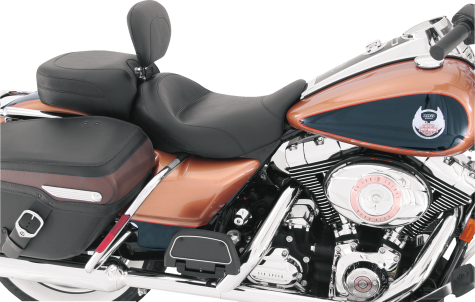 MUSTANG Wide Solo Seat - With Backrest - Vintage - Black - Smooth - FL '08+ 79600