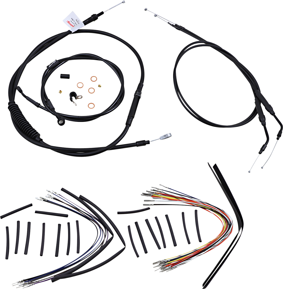 BURLY BRAND Cable Kit - Jail Bar - 14" Handlebars - Black Vinyl B30-1137