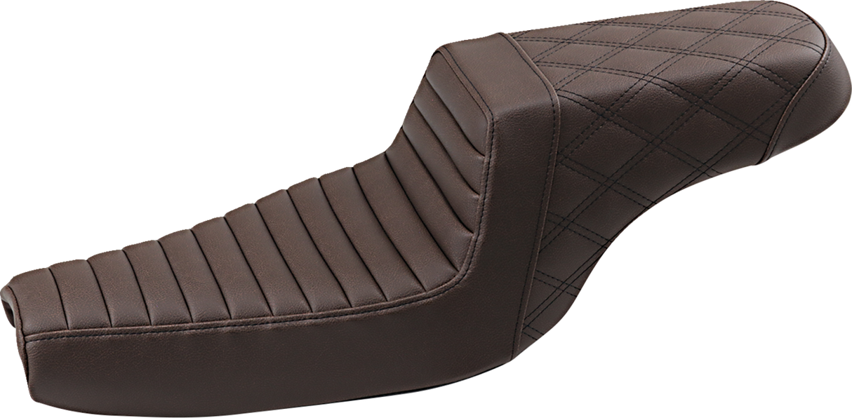 SADDLEMEN Step-Up Seat - Front Tuck-n-Roll/Rear Lattice Stitch - Brown 807-11-176BR