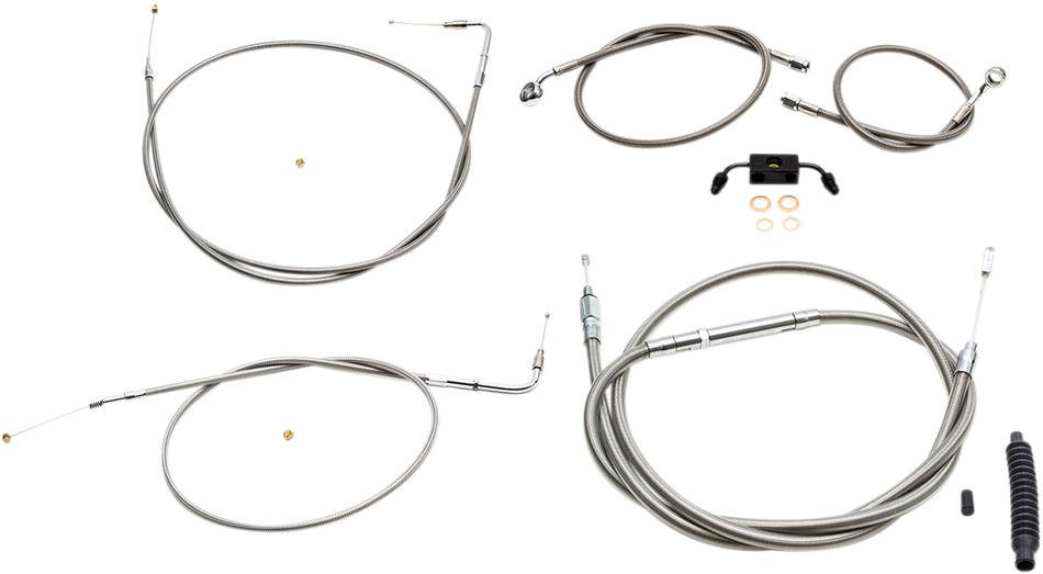 LA CHOPPERS Kit de cable de manillar/línea de freno - Manillar Ape Hanger de 15" - 17" - Acero inoxidable LA-8231KT-16 