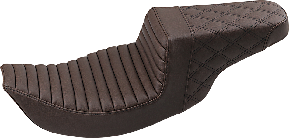 SADDLEMEN Step-Up Seat - Front Tuck-n-Roll/Rear Lattice Stitch - Brown 897-06-176BR