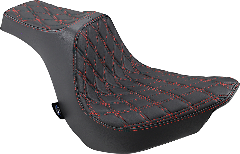 DRAG SPECIALTIES Predator III Seat - Double Diamond - Red Stitching - FLFB/S '18-'22 0802-1190