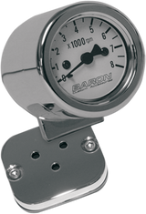 BARON Mini-Bullet Electronic Tachometer with 1" Bar Mount - Chrome - White Face - 3-3/8" L x 2-5/16" D BA-7573-00