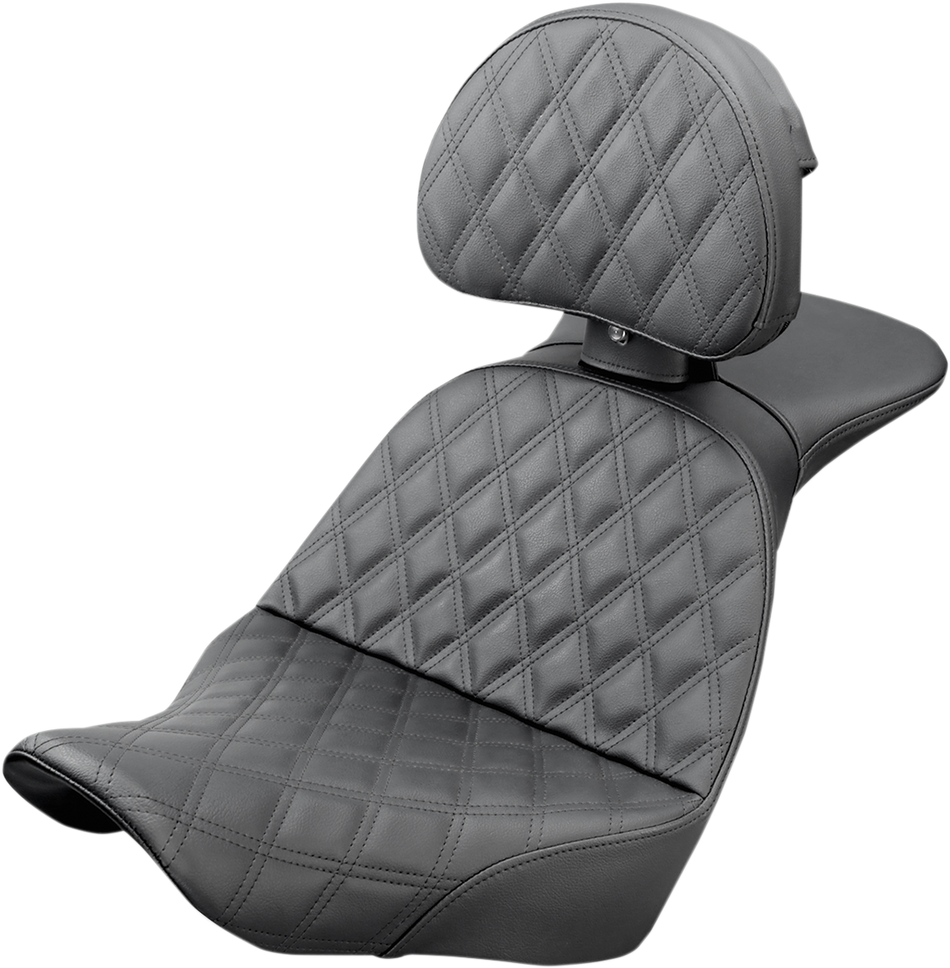 SADDLEMEN Explorer Seat - Lattice Stitched - Backrest Softail  2018-2019  818-29-030LS