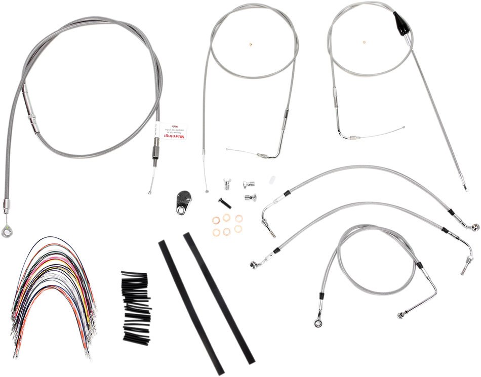 BURLY BRAND Kit de cable de manillar/línea de freno - Completo - Manillar Ape Hanger de 14" - Acero inoxidable B30-1088 