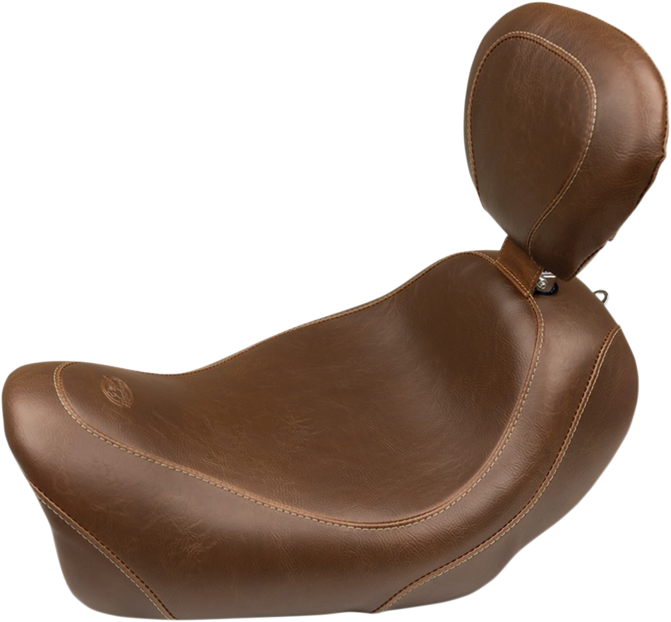 MUSTANG Seat - Wide Tripper Solo - with Backrest - Smooth - Brown 79796