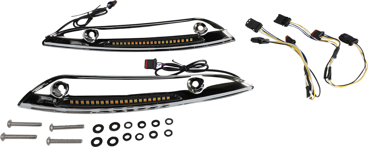 CUSTOM DYNAMICS Windshield Trim - Sequential Turn Signal - Chrome CD-RG-SWT-AW2-C