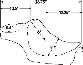 DRAG SPECIALTIES Predator III-Sitz – glatt – '04-'22 XL ohne Gummipuffer 0804-0728