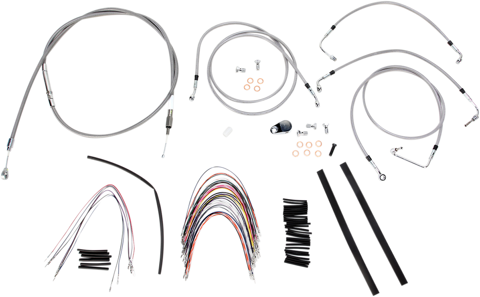 BURLY BRAND Kit de cable de manillar/línea de freno - Completo - Manillar Ape Hanger de 14" - Acero inoxidable B30-1094 